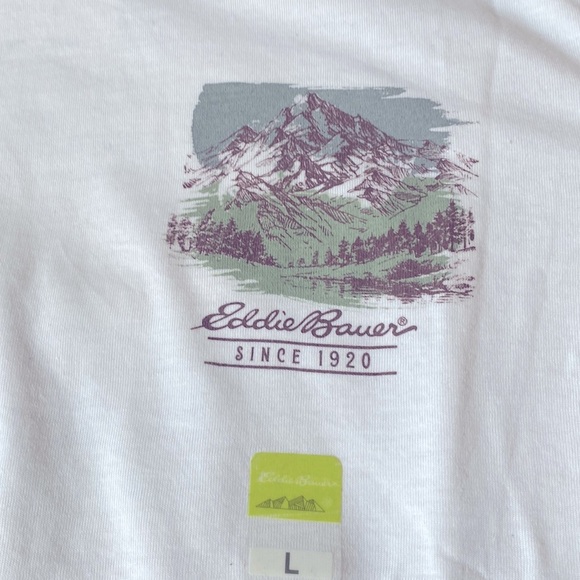 Eddie Bauer nwt cotton blend white long sleeve tee shirt pullover crew sz L - Picture 2 of 10